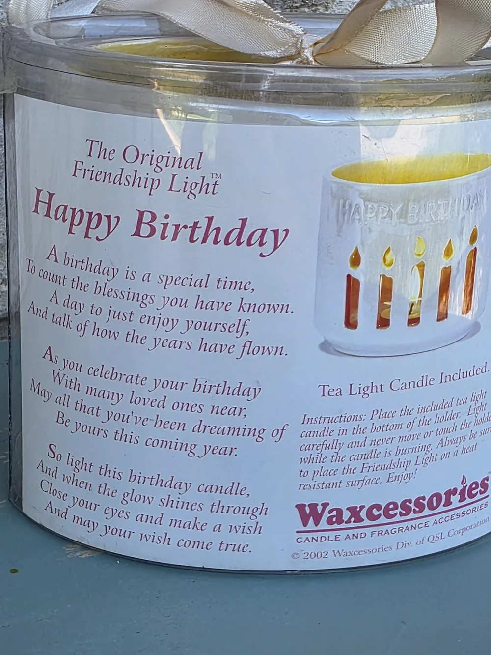 Happy Birthday Ceramic Friendship Light Candle Holder — Pink & White